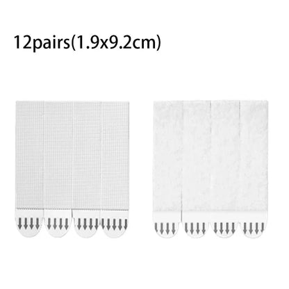 12 Pairs Double-Sided Adhesive Wall Strips Tool-Free Removable Hooks