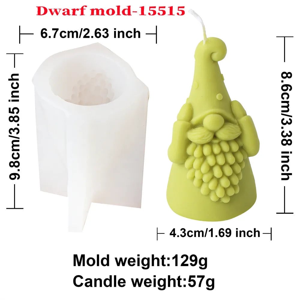 3D Silicone Dwarf Candle Mold - Christmas Plaster Resin Crafting Tool