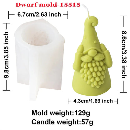 3D Silicone Dwarf Candle Mold - Christmas Plaster Resin Crafting Tool