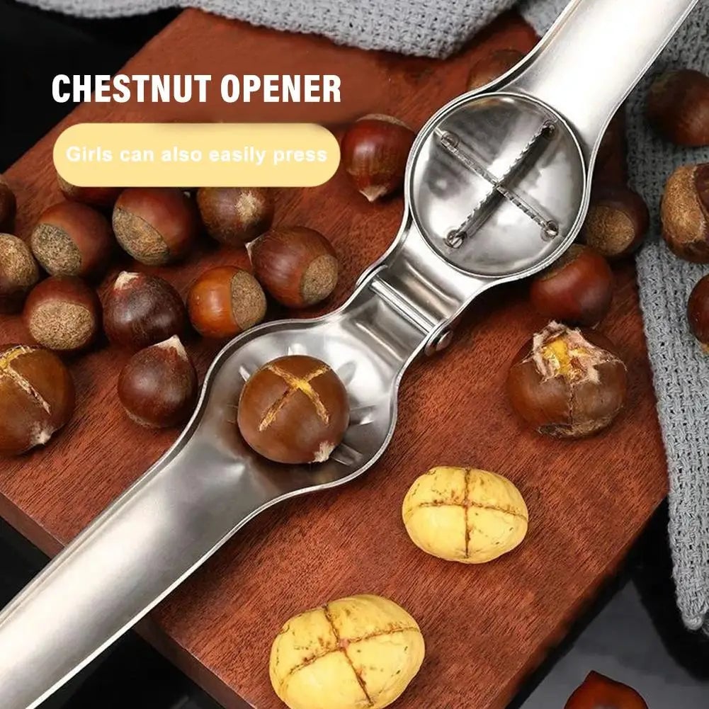 Stainless Steel 2-in-1 Chestnut Walnut Nut Cracker Opener Tool