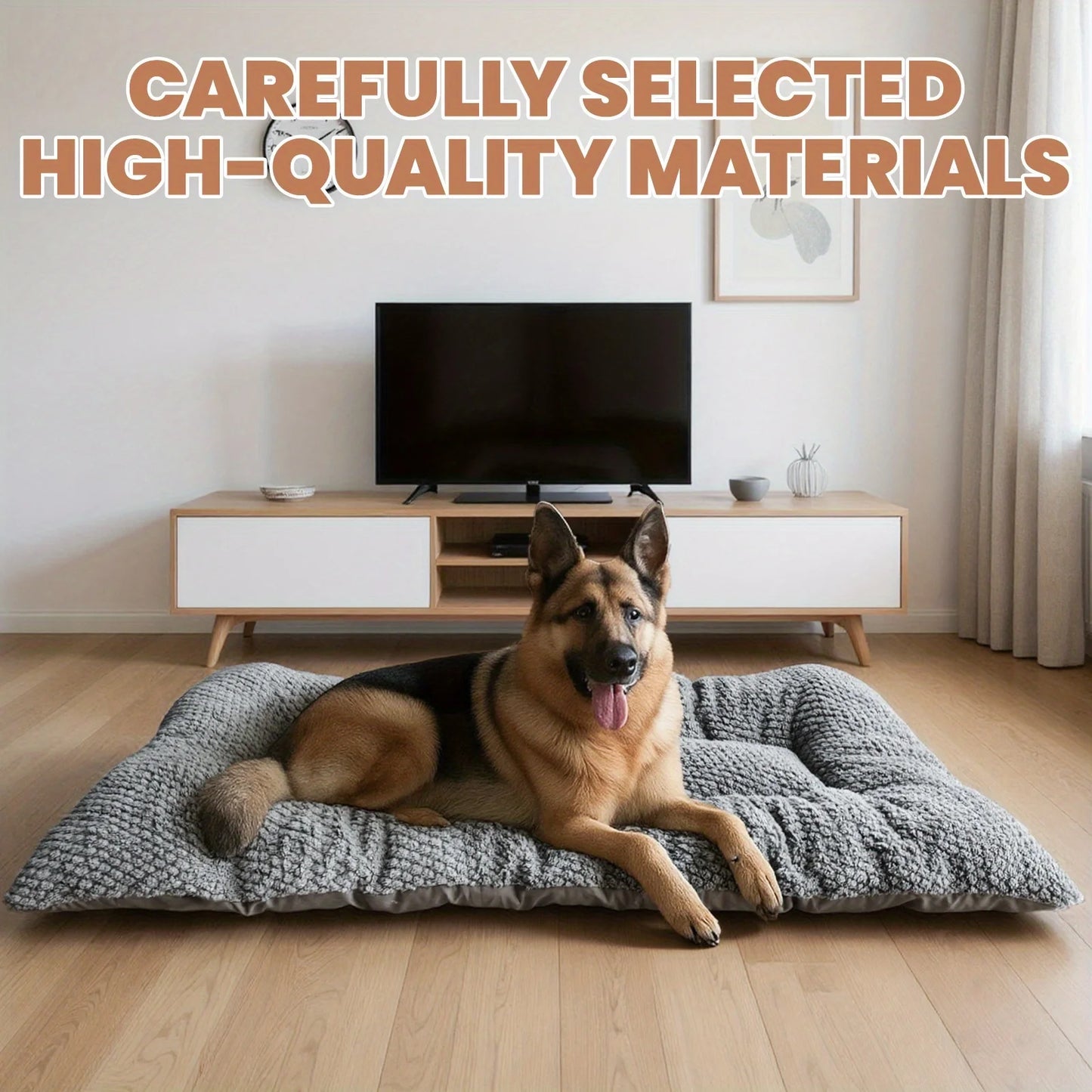 Large Plush Dog Bed - Thickened Soft Polyester Crate Mat Pet Sofa