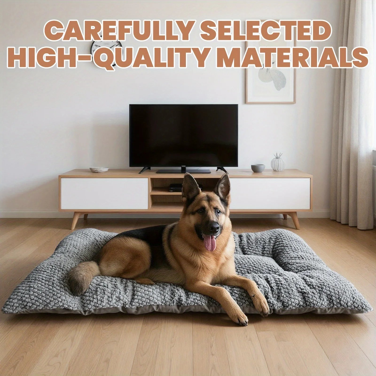 Large Plush Dog Bed - Thickened Soft Polyester Crate Mat Pet Sofa