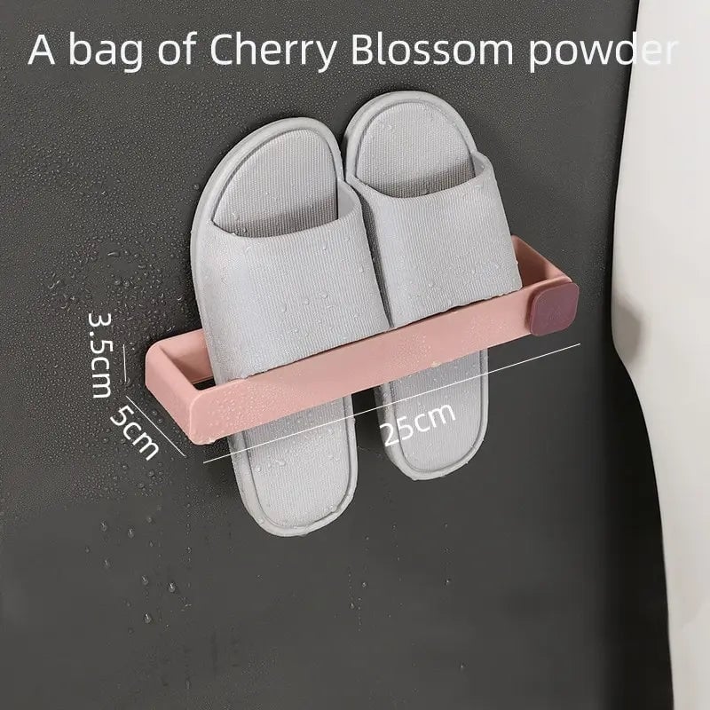 Wall Mounted Bathroom Slipper Shelf No Drill One Piece Shoe Rack
