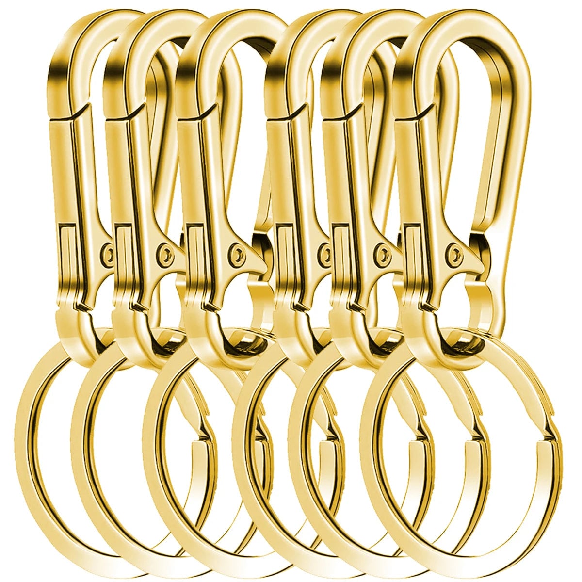6Pcs Metal Carabiner Keychain Clips - Heavy Duty Key Ring Organizer