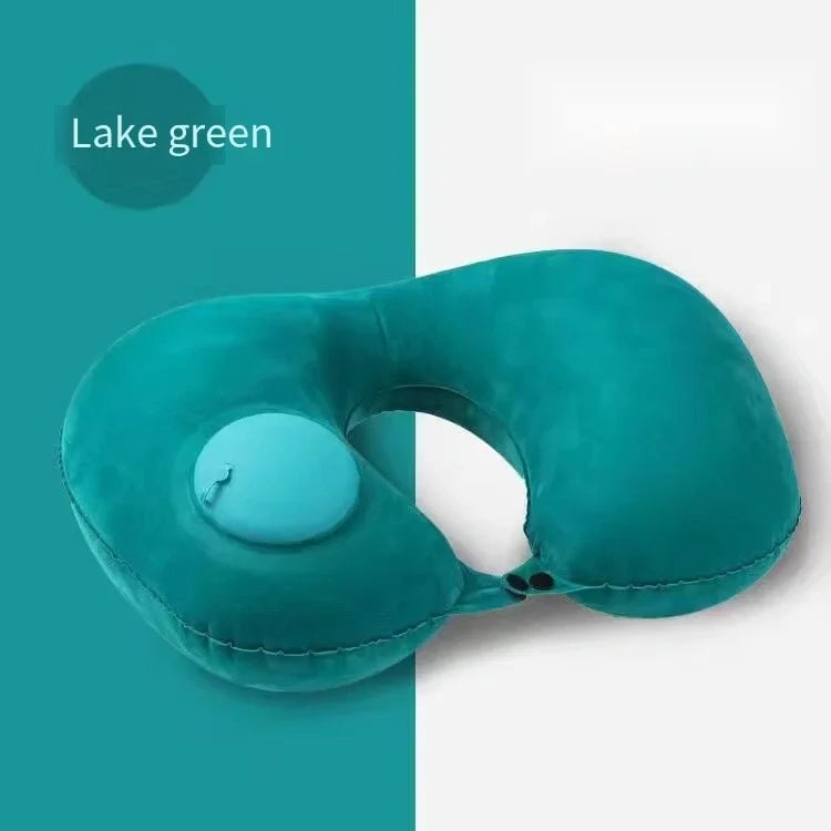 Push-Inflatable U-Shaped Neck Pillow 360° Rotation Travel Support