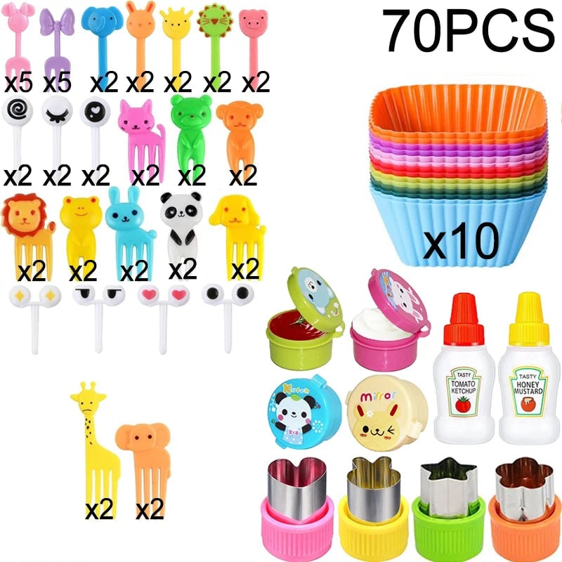 Mini Animal Fruit Forks Kids Set Silicone Vegetable Cutter Dividers