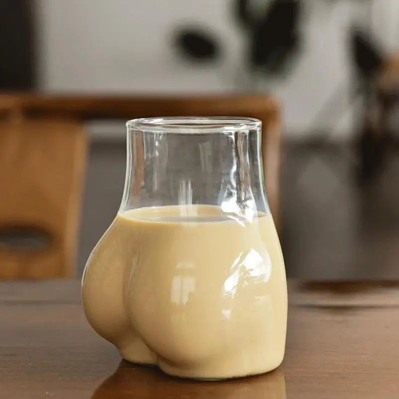 450ml Borosilicate Glass Butt Shaped Mug - Transparent Drinking Cup
