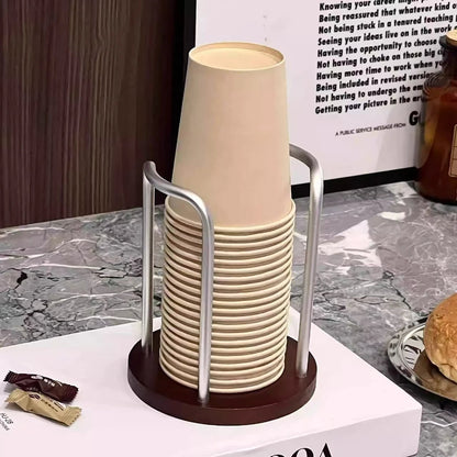 Wood Disposable Cup Dispenser Rack with Extended Stick - Storage Stand