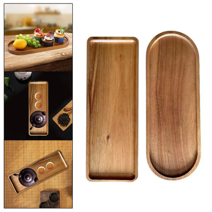 Natural Wood Serving Platter - Breakfast Tray & Dessert Plate