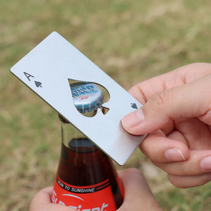 Stainless Steel Credit Card Bottle Opener - Spades Design