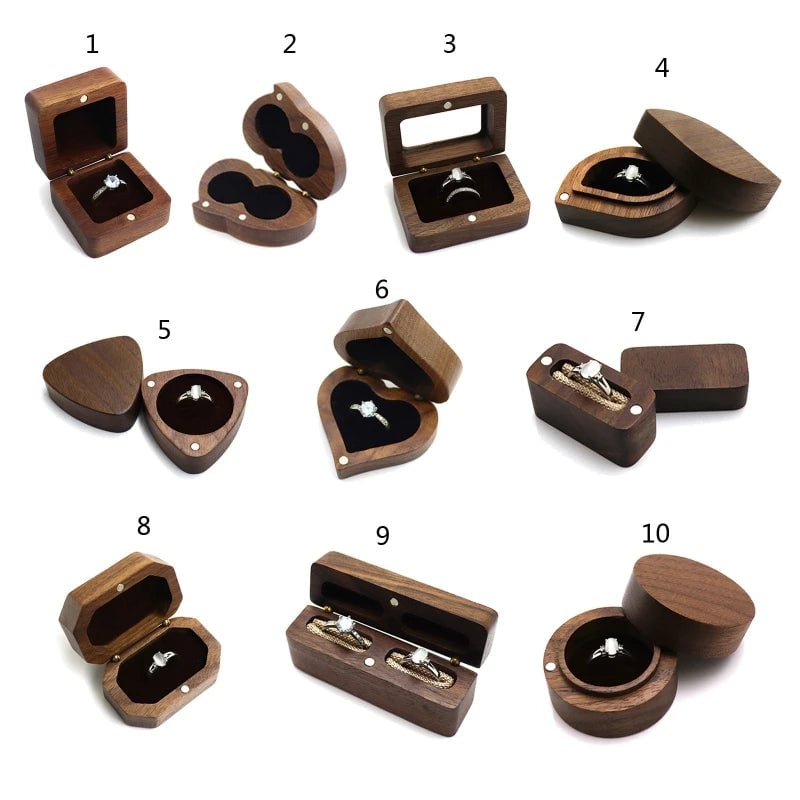 Wooden Ring Box - Premium Jewelry Organizer for Engagement Proposal