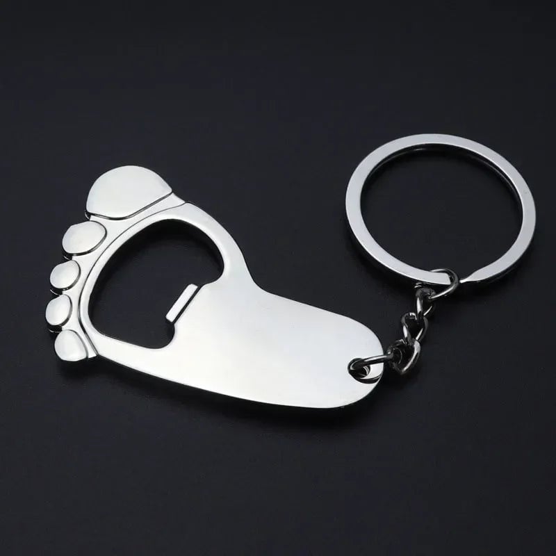 Metal Foot Keychain Bottle Opener - Beer Cap Corkscrew Key Ring Z004
