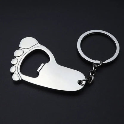 Metal Foot Keychain Bottle Opener - Beer Cap Corkscrew Key Ring Z004