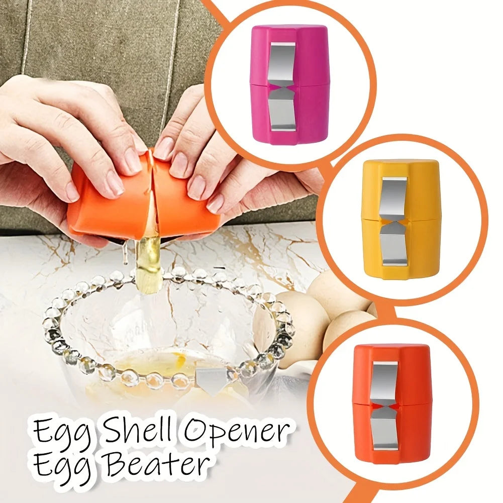 3 PCS Egg Shell Opener, 2025 New Egg Cracker for Raw Eggs, Hard Boiled Egg Peeler Egg Cube Egg Separator Handheld Tool