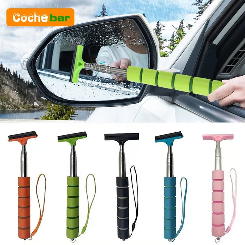 Telescopic Car Window Cleaning Tool - Rearview Mirror Wiper Scraper