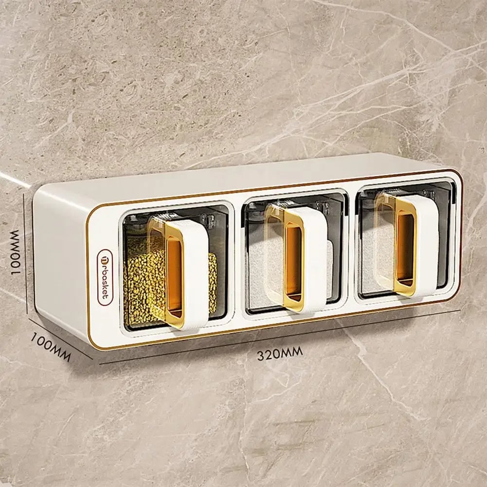 Wall-Mounted Spice Rack Set with Magnetic Containers & Spoons