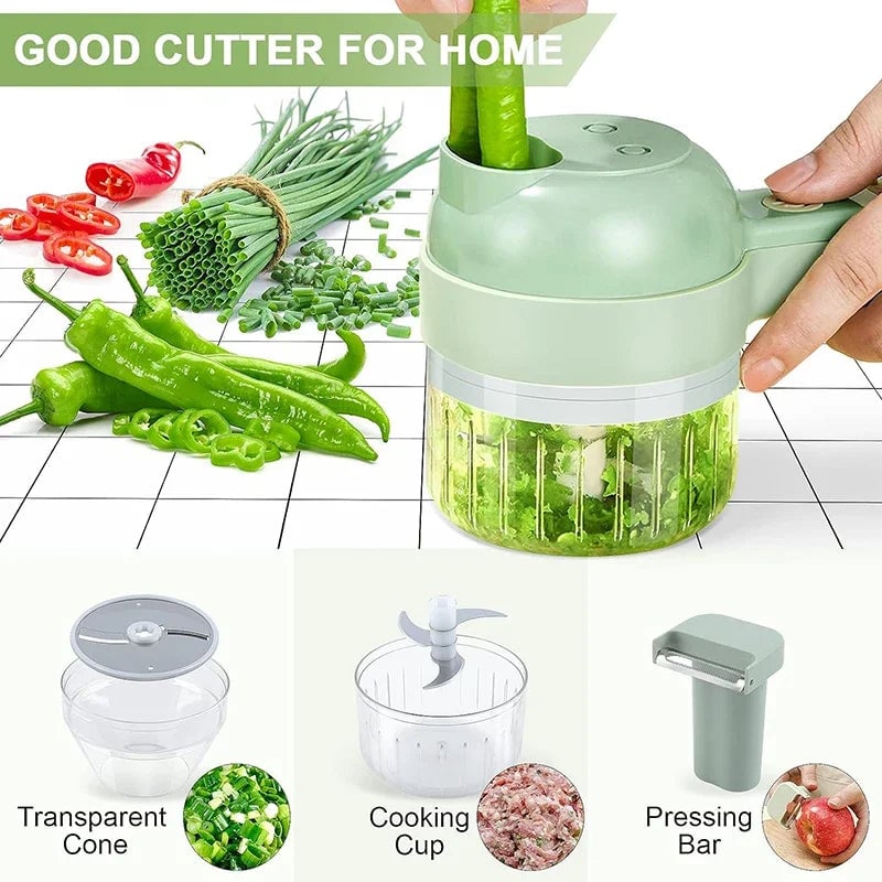 4-in-1 Electric Food Processor - Vegetable Cutter Garlic Masher