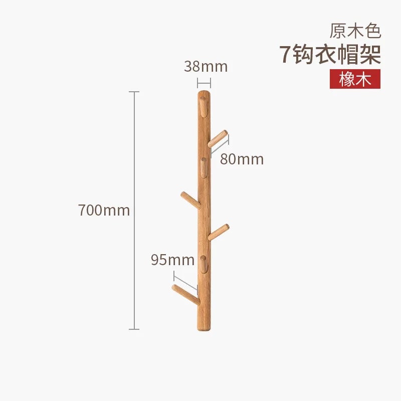 Wooden Branch Tree Design Wall Coat Rack Entryway Organizer Hanger