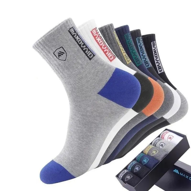Men's Mid-Calf Sports Socks 5-Pack - Breathable Sweat-Absorbing