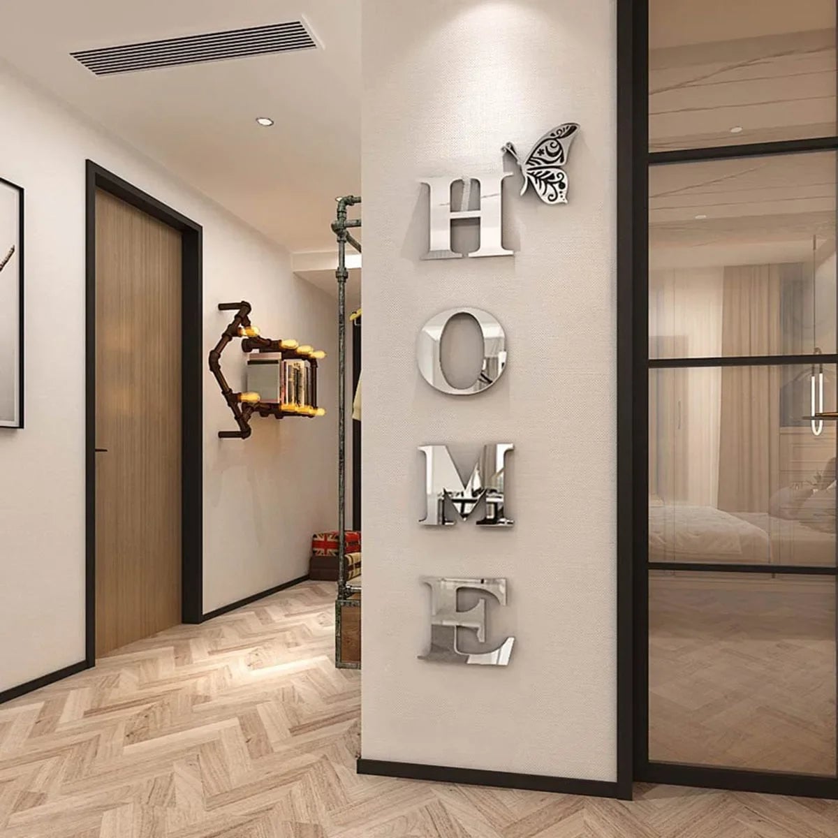 3D Mirror Wall Sticker Acrylic Home Logo Entrance Decor - Reflective