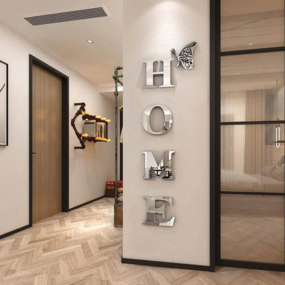 3D Mirror Wall Sticker Acrylic Home Logo Entrance Decor - Reflective