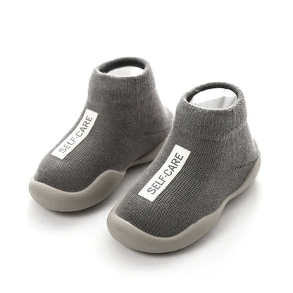 Soft Non-Slip Baby First Walker Shoes - Rubber Sole Knit Booties