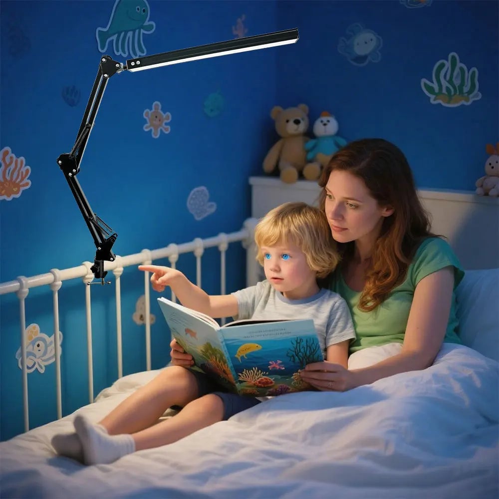 10W LED Clamp Desk Lamp - Adjustable Swing Arm, 3 Modes, 10 Levels