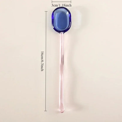 Colored Glass Long Handle Dessert Spoons - Coffee Stirring Spoons