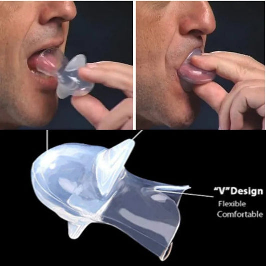 Silicone Tongue Retainer Anti Snore Device - Sleep Apnea Relief Aid
