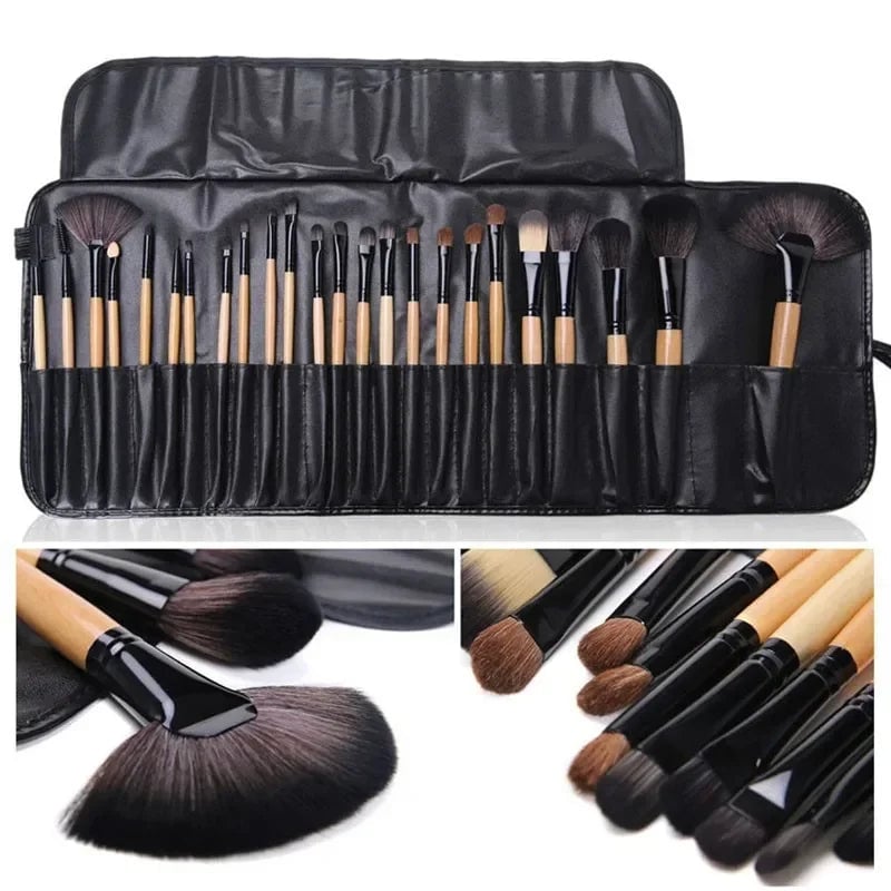 24-Piece Professional Makeup Brush Set - Foundation Eyebrow Powder