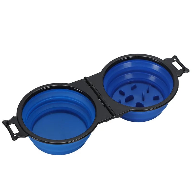 Foldable Dual Bowl 2-in-1 Pet Feeding Set - Portable Travel Bowl
