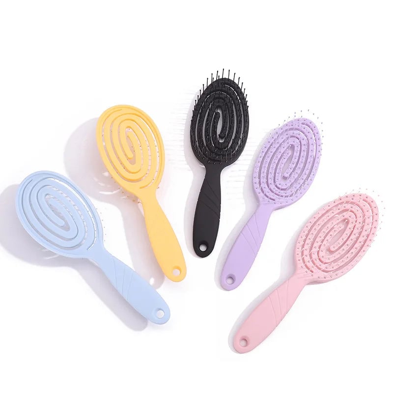 Professional Detangling Hair Brush with Spiral Spring for Curls