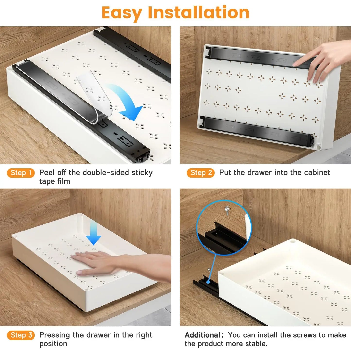 Pull Out Under Sink Storage Rack - Sliding Cabinet Organizer Basket