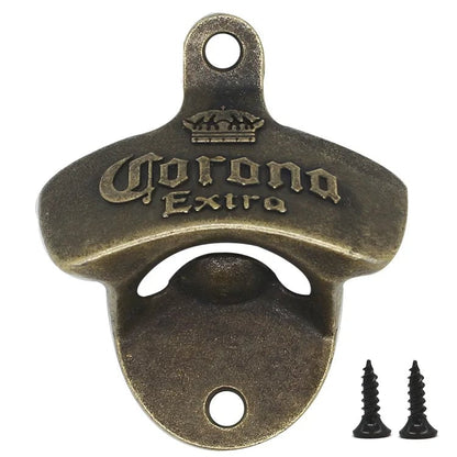 Zinc Alloy Wall Mount Bottle Opener with Screws - Professional Bar Tool