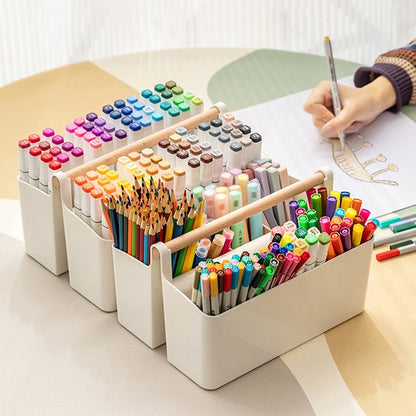 Large Capacity Desktop Pen Holder - Multi-Compartment Stationery Box
