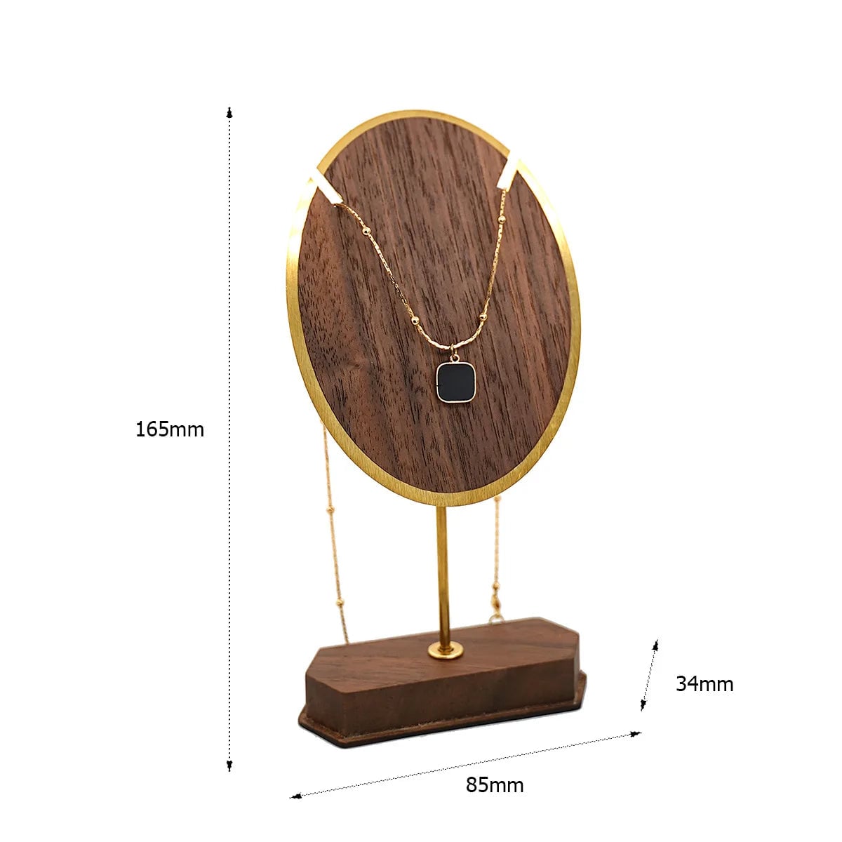 Copper Wood Jewelry Display Stand - Necklace Earrings Organizer