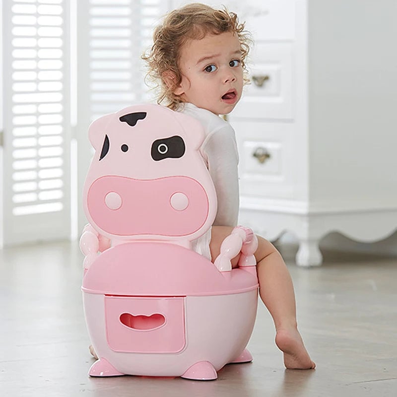 Kids Portable Potty Training Seat - Cartoon Cow Design Toddler Toilet