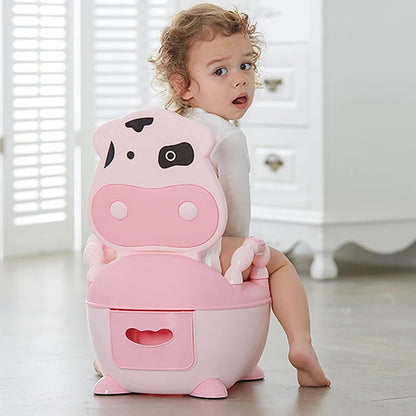 Kids Portable Potty Training Seat - Cartoon Cow Design Toddler Toilet