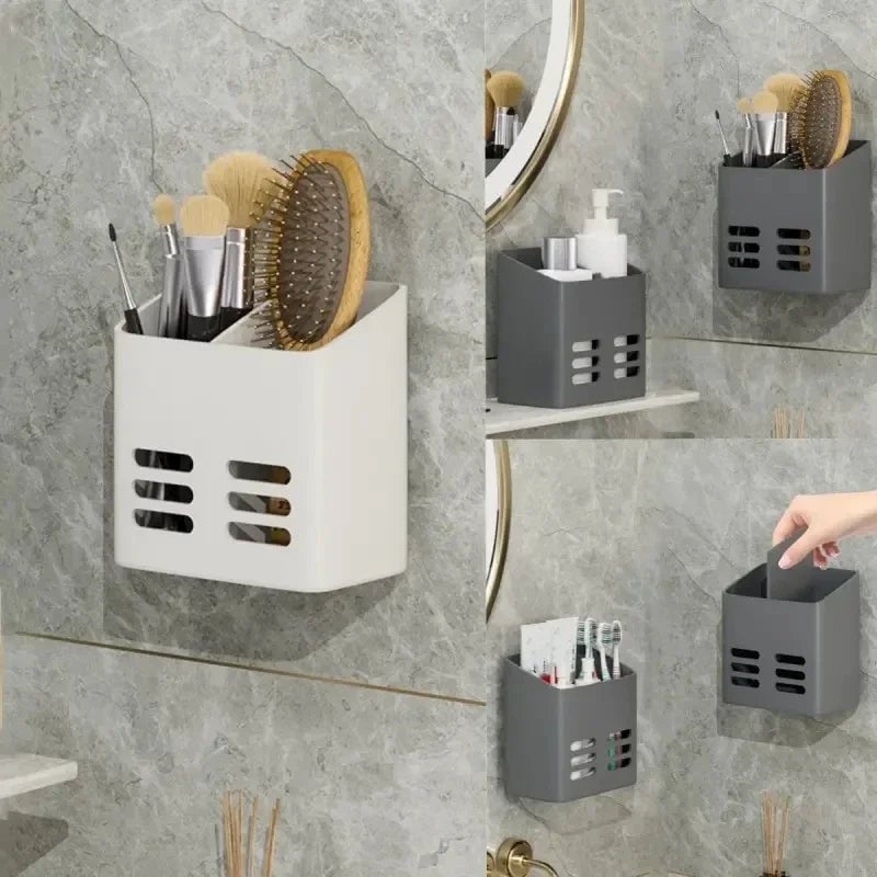 No Drill Wall Mount Bathroom Organizer Shelf Makeup Storage Rack