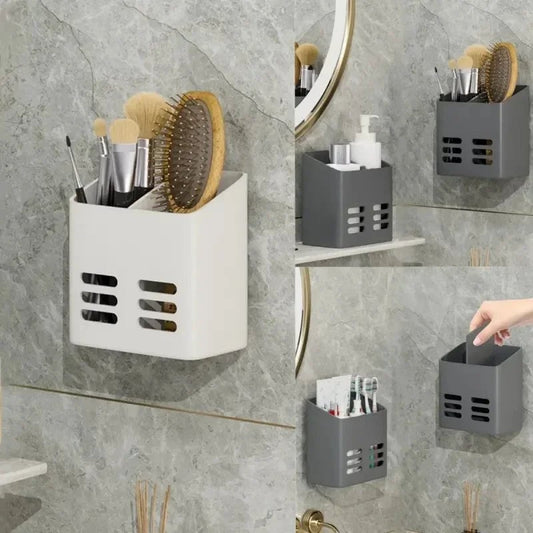 No Drill Wall Mount Bathroom Organizer Shelf Makeup Storage Rack