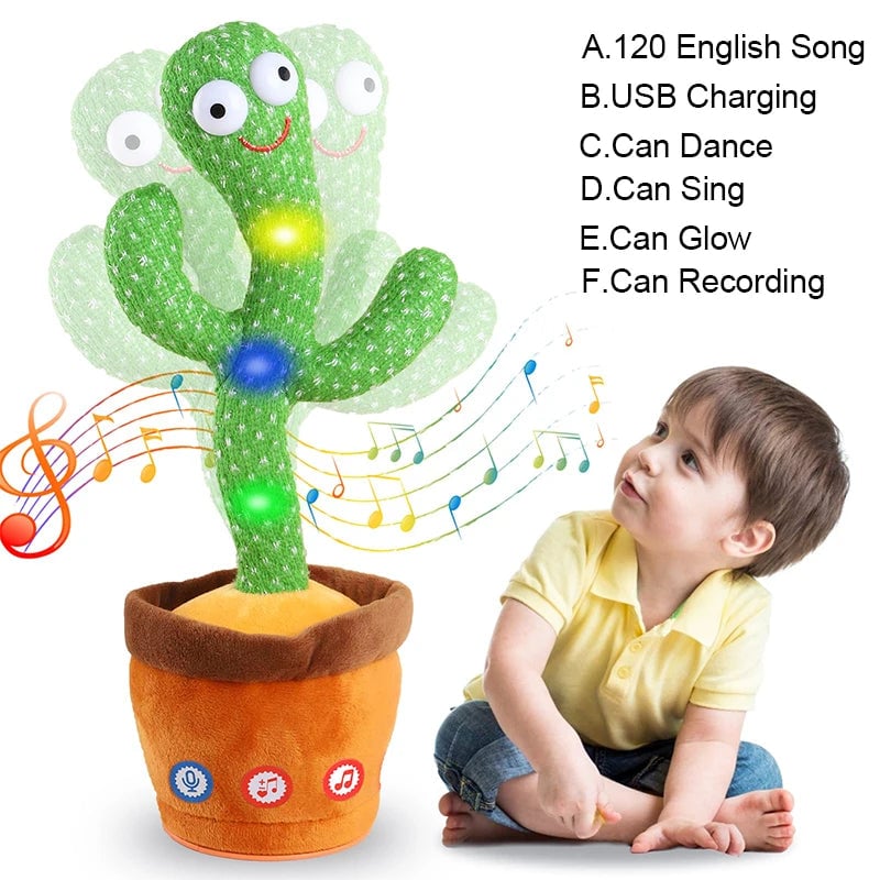 Dancing Cactus Plush Toy - 120 Songs USB Battery Voice Repeat Speaker