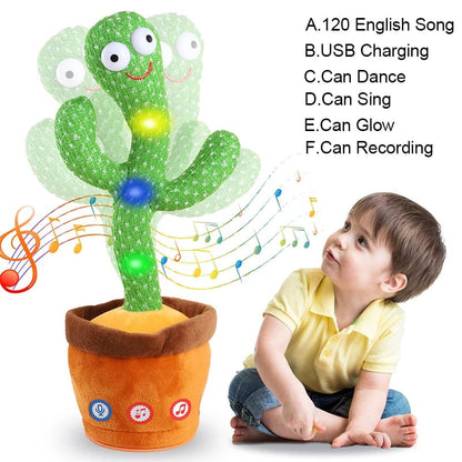Dancing Cactus Plush Toy - 120 Songs USB Battery Voice Repeat Speaker