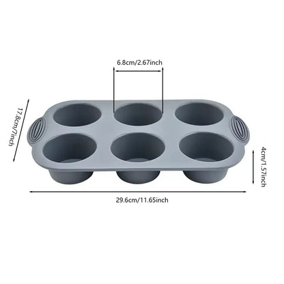 6 Cup Silicone Muffin Pan Non-Stick Baking Tray Cupcake Mold