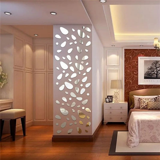 12pcs 3D Mirror Wall Stickers Removable DIY Living Room Decor