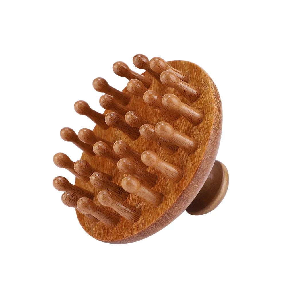 Sandalwood Massage Comb Finger Ring Scalp Meridian Guasha Tool