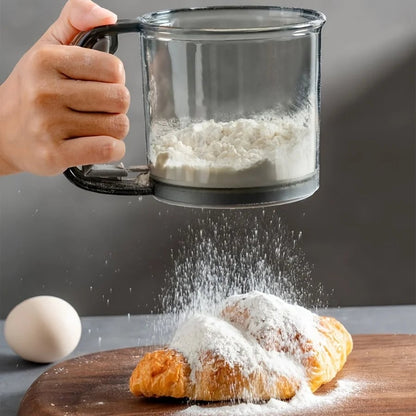 Semi-Automatic Flour Sifter Hand Press Transparent Non-Stick Sieve