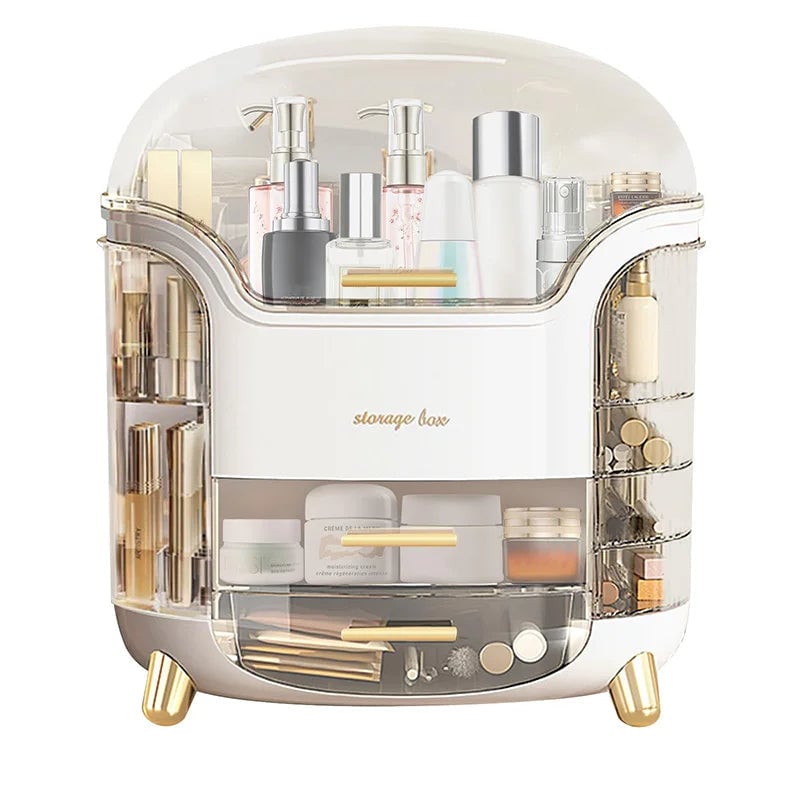 Waterproof Makeup Organizer with Lid & Drawers - Countertop Storage