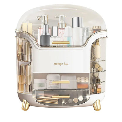 Waterproof Makeup Organizer with Lid & Drawers - Countertop Storage