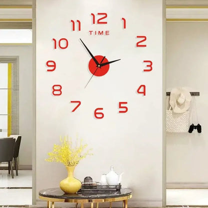 3D Acrylic Mirror Wall Clock Silent Digital Sticker Modern Decor