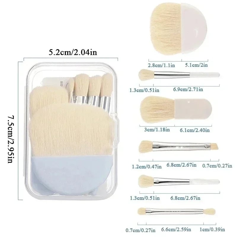 6-Piece Mini Travel Makeup Brush Set with Storage Box - Foundation